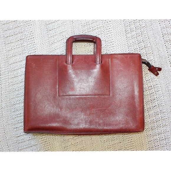 Vintage 60's Schlesinger Brothers Saddle leather bag Brown Briefcase Zipper - Picture 6 of 12